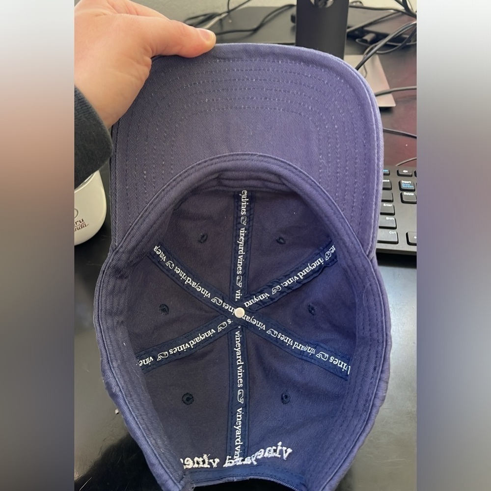 Vineyard Vines Pink Navy Whale Baseball Hat - Picture 6 of 8